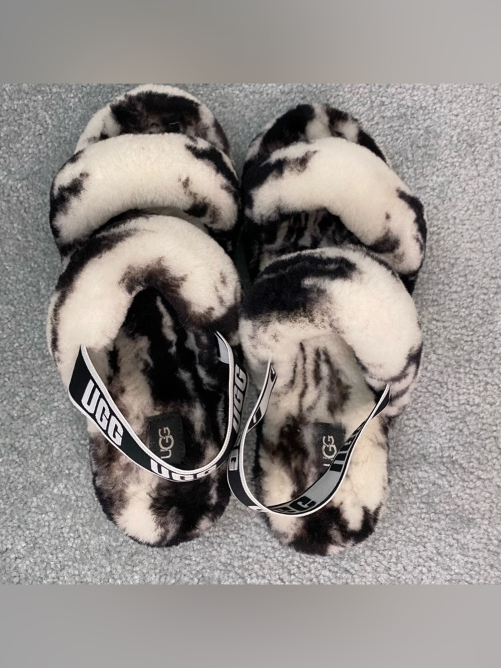 Ugg Womens OH Yeah Marble Print Fuzzy Slippers Comfy Casual Size 10 - Picture 6 of 7